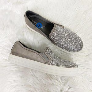 Skechers Double Up Pewter Platform Sneakers